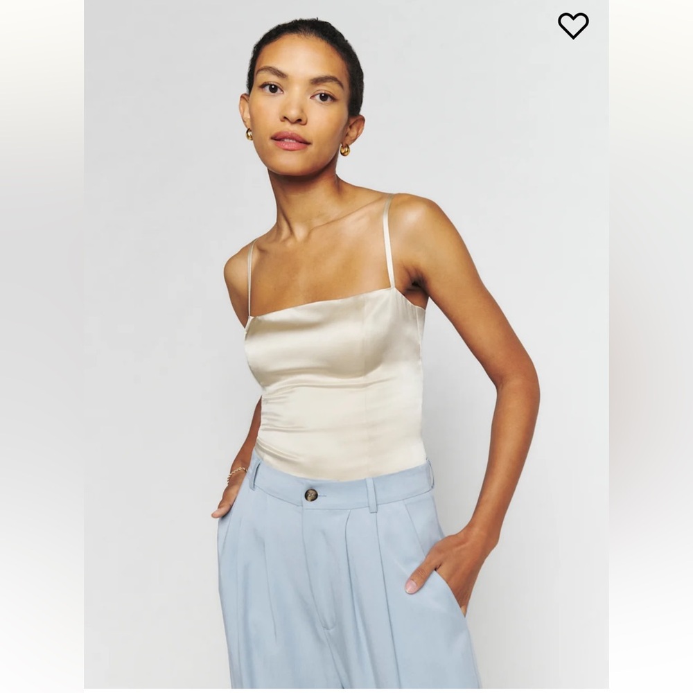 Reformation Overland Silk Top Ivory - Size 4 NWOT